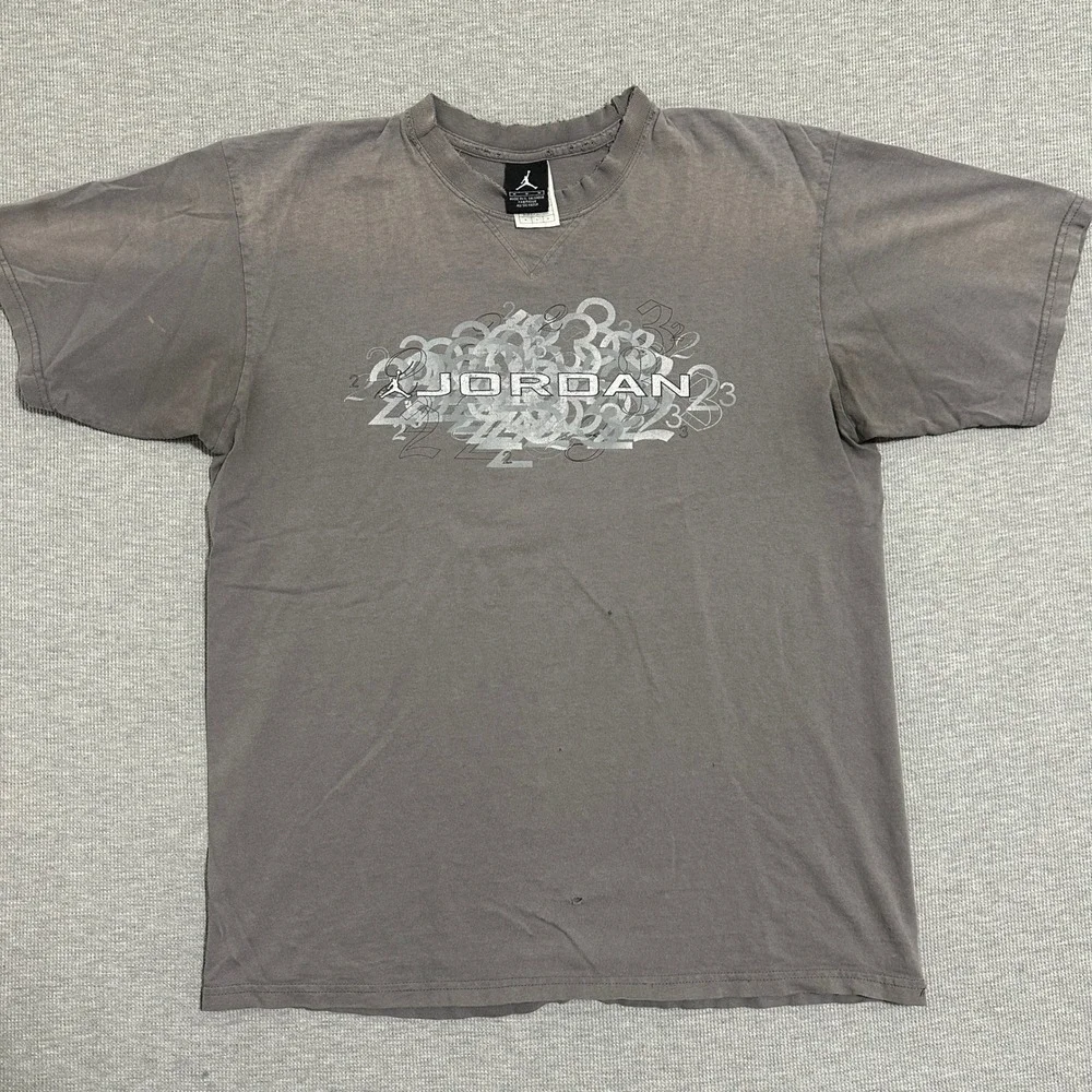 Jordan Brand Y2K Number 23 Jumpman All Over Graphic V-Neck Tee Faded Gray Medium